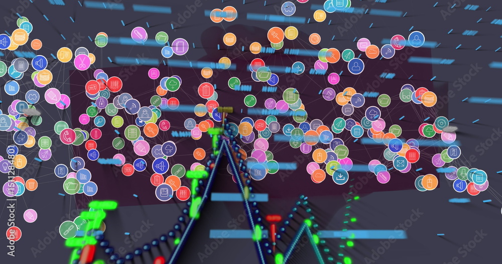 Poster image of data processing over network of connections and shapes