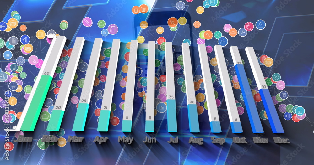 Poster image of data processing over network of connections and shapes