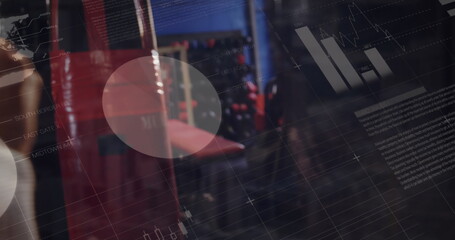 Image of digital interface over men exercising