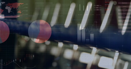 Image of digital interface over gym