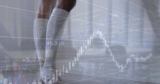 Image of digital interface over women exercising