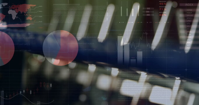 Fototapeta Image of digital interface over gym