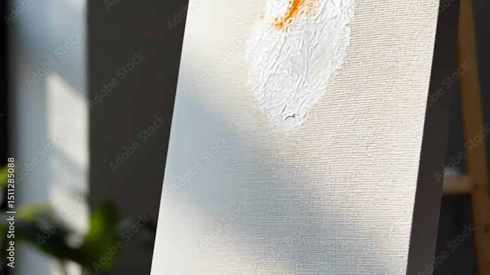 Aufkleber white painted canvas with textured brush strokes against a blurred backdrop illuminated by daylight 
