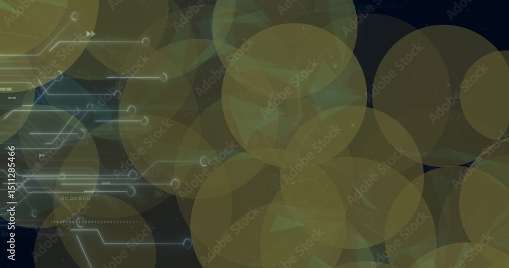 Aufkleber image of dots blinking over integrated circuit on black background