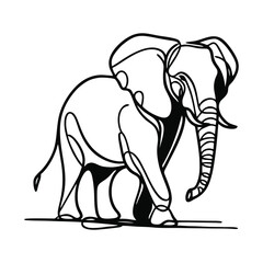 Fototapeta premium Outline Elephant Logo Vector – Modern Thin Line Animal Emblem