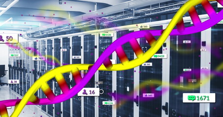 Image of medical data processing over server room