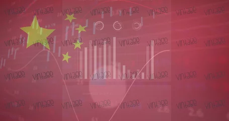 Selbstklebende Fototapeten Image of financial connections over red background © vectorfusionart