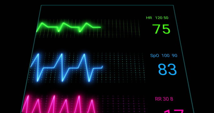 Fototapeta Image of cardiograph over black background