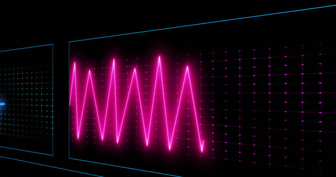 Fototapeta Image of cardiograph over black background