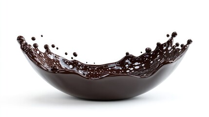 Fototapeta premium chocolate day 7 July, Solid creamy chocolate splash side view isolated on white background, melted chocolate splash on white background 