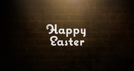 Fototapeta premium Image of happy easter text over wall