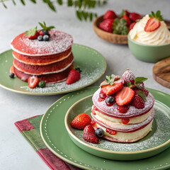 cheesecake with strawberries and mint
