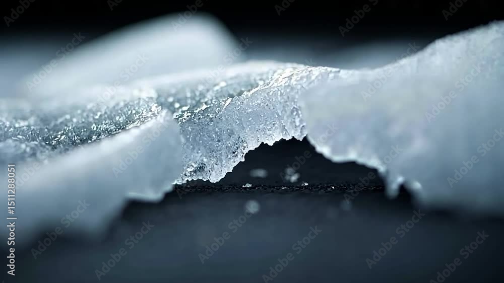 Poster close-up of frosted ice formation with textures and a dark background. the cold, abstract compositio