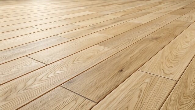 Detailed perspective view of a light oak wood floor with natural grain texture