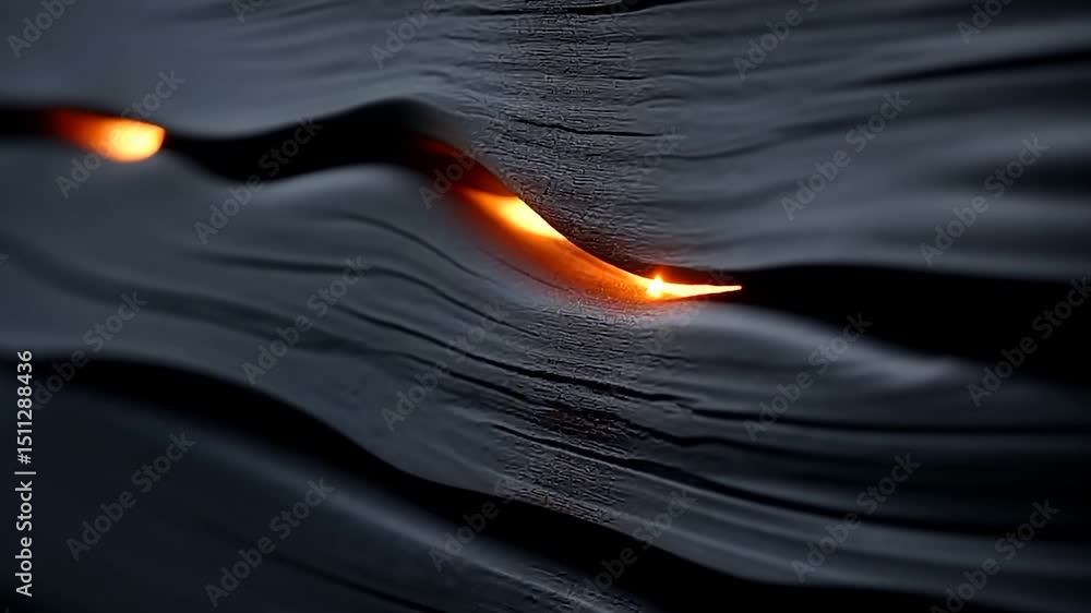 Aufkleber abstract black wavy texture with bright orange glowing elements creating a contrast within a dark ba