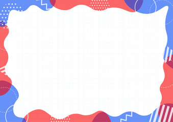 万博風の赤と青のかわいいフレーム
