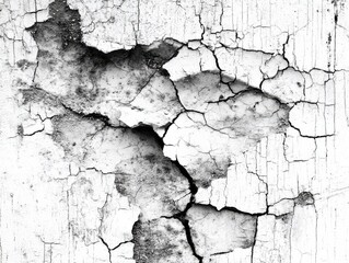 Fototapeta premium Stark Black and White Image of a Cracked Wall Evoking Feelings of Decay Abandonment and Timeless Beauty in Urban Architecture and Design