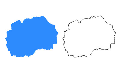 Fototapeta premium Map of North Macedonia. Detailed outline and blue silhouette 