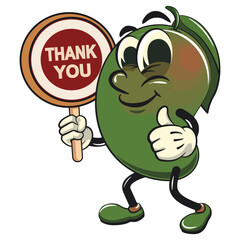 manggo retro vektor illustration mascot character say thank you, work of hand drawn