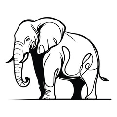 Simple Elephant Monoline Logo – Creative Linear Vector Animal