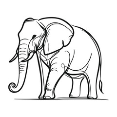 Elegant Elephant Sketch Logo – Linear Wildlife Symbol Design