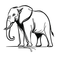 Elegant Elephant Sketch Logo – Linear Wildlife Symbol Design