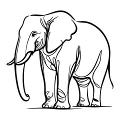 Elegant Elephant Sketch Logo – Linear Wildlife Symbol Design