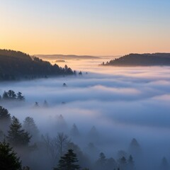 Fototapeta premium Misty Mountain Valley Sunrise Landscape