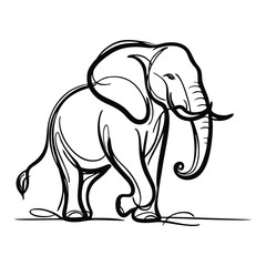 Simple Elephant Monoline Logo – Creative Linear Vector Animal