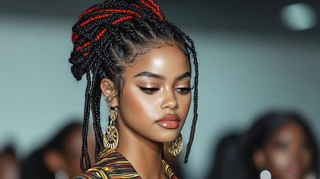Stunning Red and Black Box Braids Hairstyle