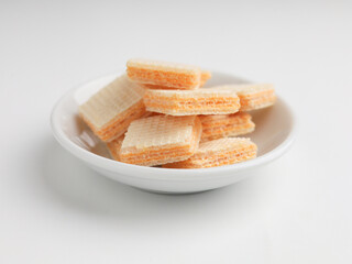 Wafer biscuits on white background 