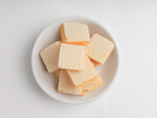 Wafer biscuits on white background 