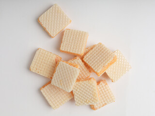 Wafer biscuits on white background 