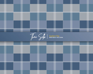 Decorative seamless pattern background. Inspired by Southern Thai silk pattern style called "Sarong Tarang". Colored in blueish grey