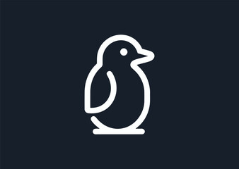 Penguin line logo for cold-themed, friendly, or cute brand identity.
