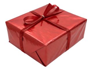 Red Gift Box with a Red Ribbon Isolated on transparent background, Isolated Png file, Cut-out, Isolate Png, No Background, Isolated object