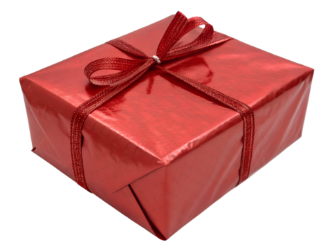 Red Gift Box with a Red Ribbon Isolated on transparent background, Isolated Png file, Cut-out, Isolate Png, No Background, Isolated object - Powered by Adobe