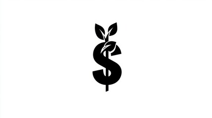 Dollar sign with growth leaves symbol