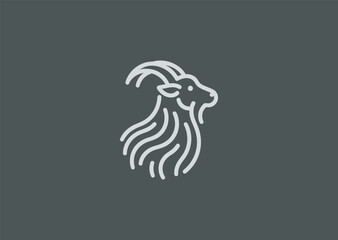 Goat line logo for nature, resilience, or zodiac-themed branding.