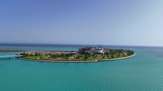 Yanbu, Saudi Arabia - May 20 2025, Aerial view panorama marina and sea front, Yanbu, Saudi Arabia 4k drone video