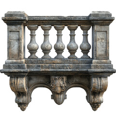 Fototapeta premium Detailed stone balustrade element showcasing architectural design and textures