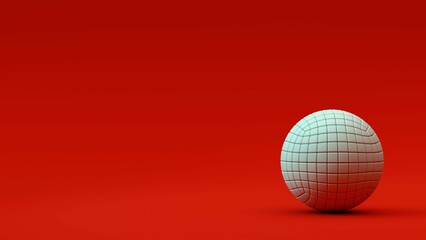 White segmented sphere on red background....