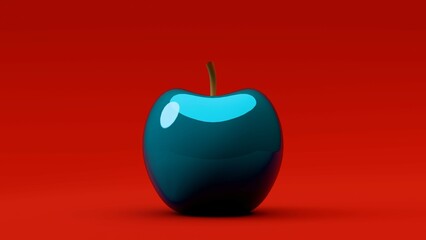 Obraz premium Blue apple on red background....