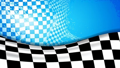 Racing checkered flag with grunge blue background - suitable for professional presentations