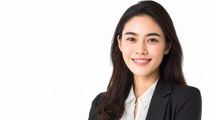 Professional Asian Businesswoman in Formal Attire Smiling Confidently