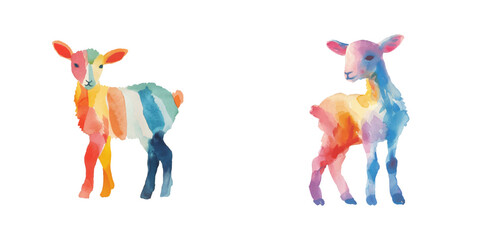 abstract color silhouette of lamb watercolor vector illustration © Dar