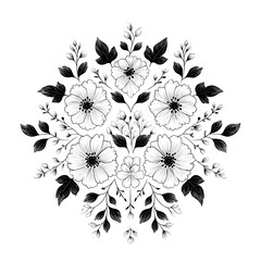 Elegant Black and White Floral Design: Intricate Botanical Patterns, Hand-Drawn Art, Nature-Inspired Aesthetic, Vintage and Modern Compositions, Whimsical Prints for Creative Backgrounds