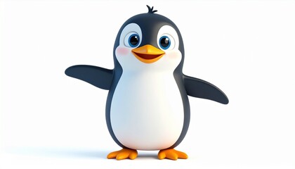 Fototapeta premium penguin character with rounded body and tiny flippers