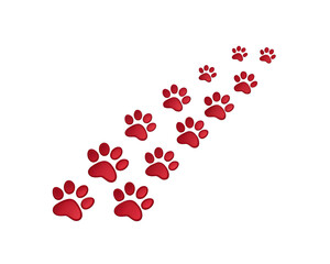 red paw prints on white background illustration