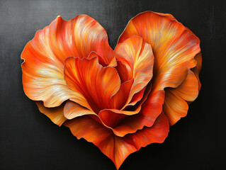 Creative petal heart display with soft textures